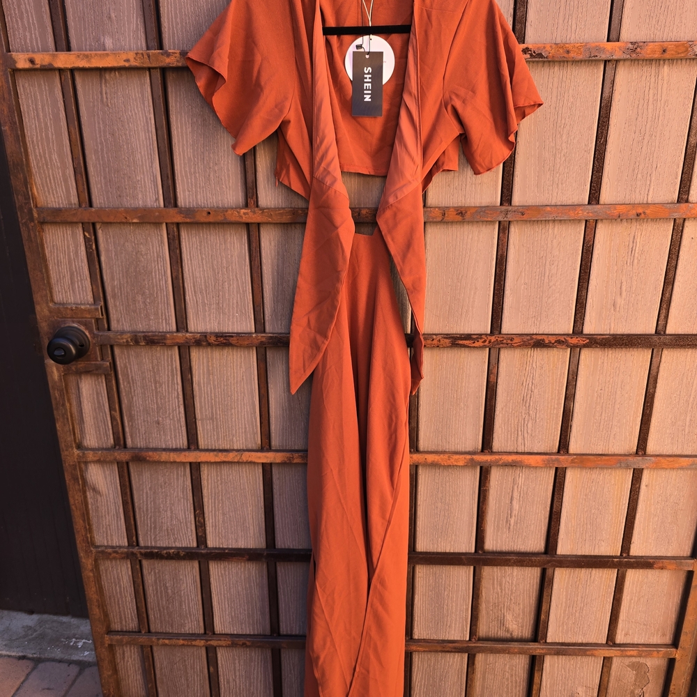 SHEIN Rust Backless Dress